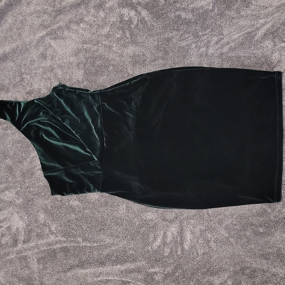 Lulus Emerald Green Velvet One Shoulder Knee Length Dress Large